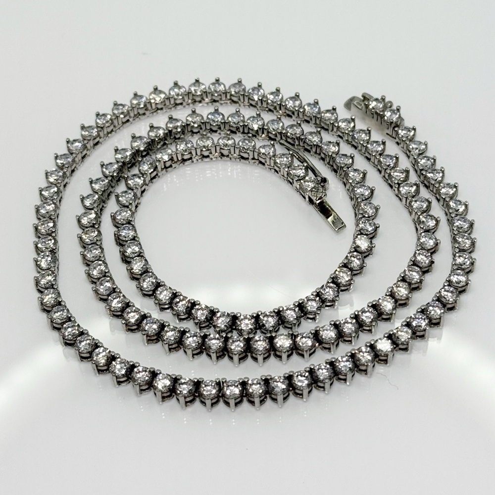 White Sapphire Sterling Silver Tennis Necklace!